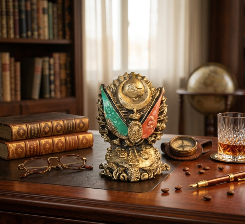 The Ottoman Empire Coat of Arms Marble Statue,  historical collectible gifts, black