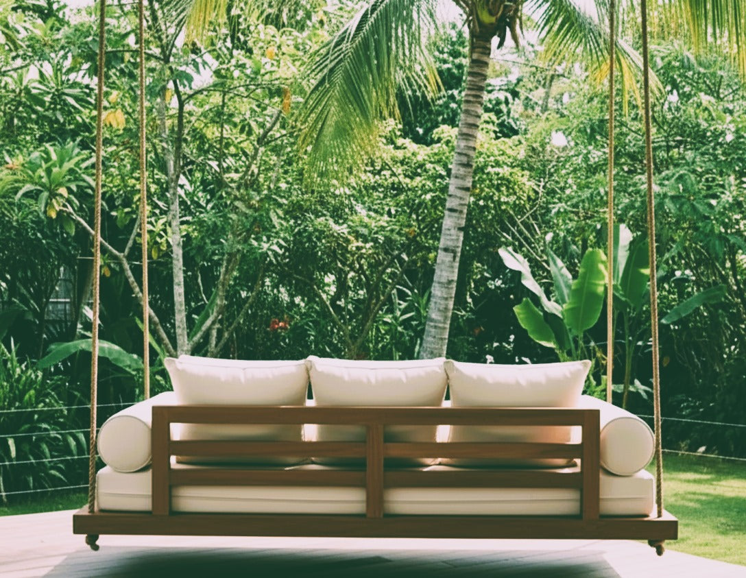 Handcrafted Spruce Wood Hanging Swing Bed - Complete All-Inclusive Set - Homeartparis production