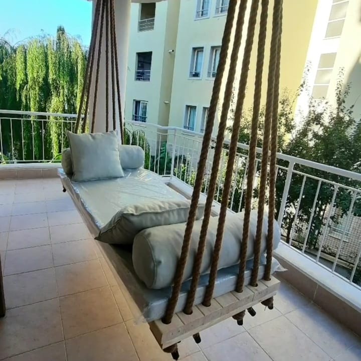 Handcrafted Massive Wood Hammock-Style Hanging Swing - 140 cm - Homeartparis production