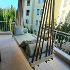 Handcrafted Massive Wood Hammock-Style Hanging Swing - 140 cm - Homeartparis production