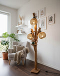 Natural Tree Branch Floor Lamp with 3 Rope Shades Homeartparis production