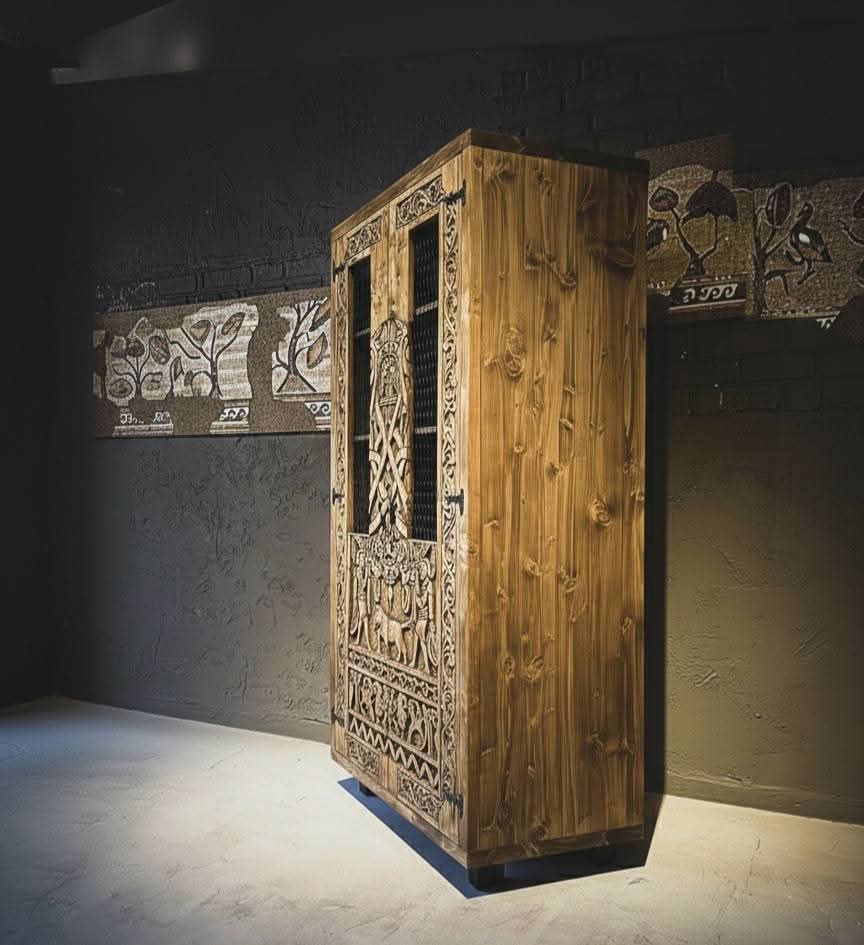 Hand-Carved & Wood-Burned Rustic Spruce Wood Cabinet - Homeartparis production
Important Note: Free Worldwide Shipping & Secure Delivery!