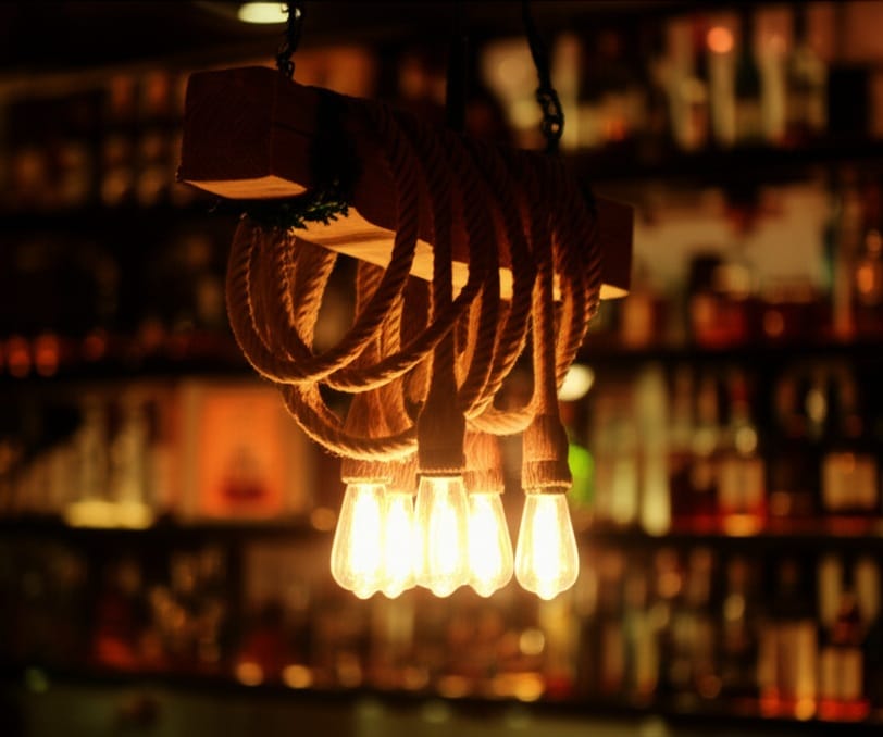 Vintage Rustic Solid Wood Beam Chandelier with 4 Hanging Rope Sockets Homeartparis production