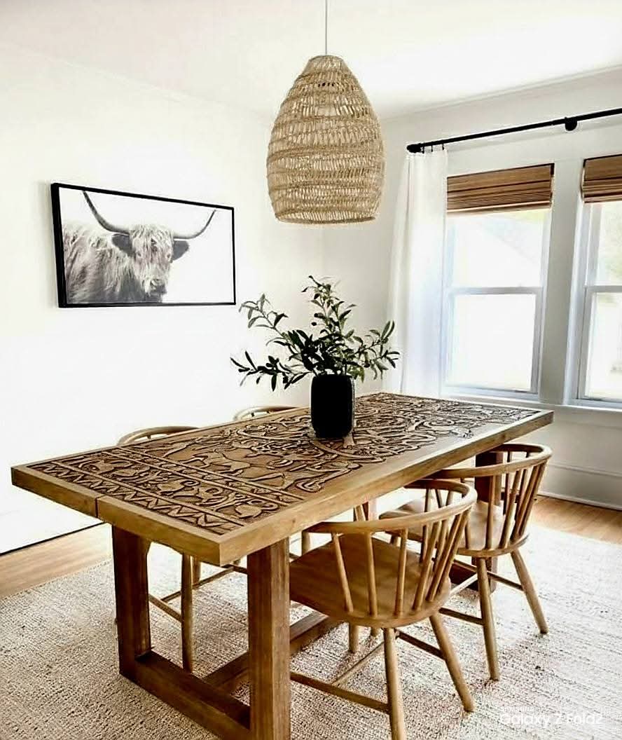 Hand-Carved & Wood-Burned Rustic Spruce Dining Table - Homeartparis production
Important Note: Free Worldwide Shipping & Secure Delivery!