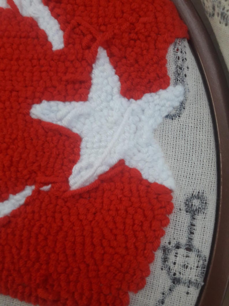 homeartparis Turkish Flag Punch Needle Pillow Cover, Turkey Linen Cushion Case, Travel Souvenir Gift, Textured Home Decor 16x16