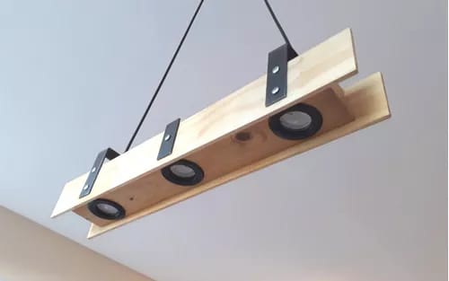 Rustic Wood LED Chandelier, Linear Light for Kitchen Island, 3-Spotlight Fixture, Minimalist Office Ceiling Lamp