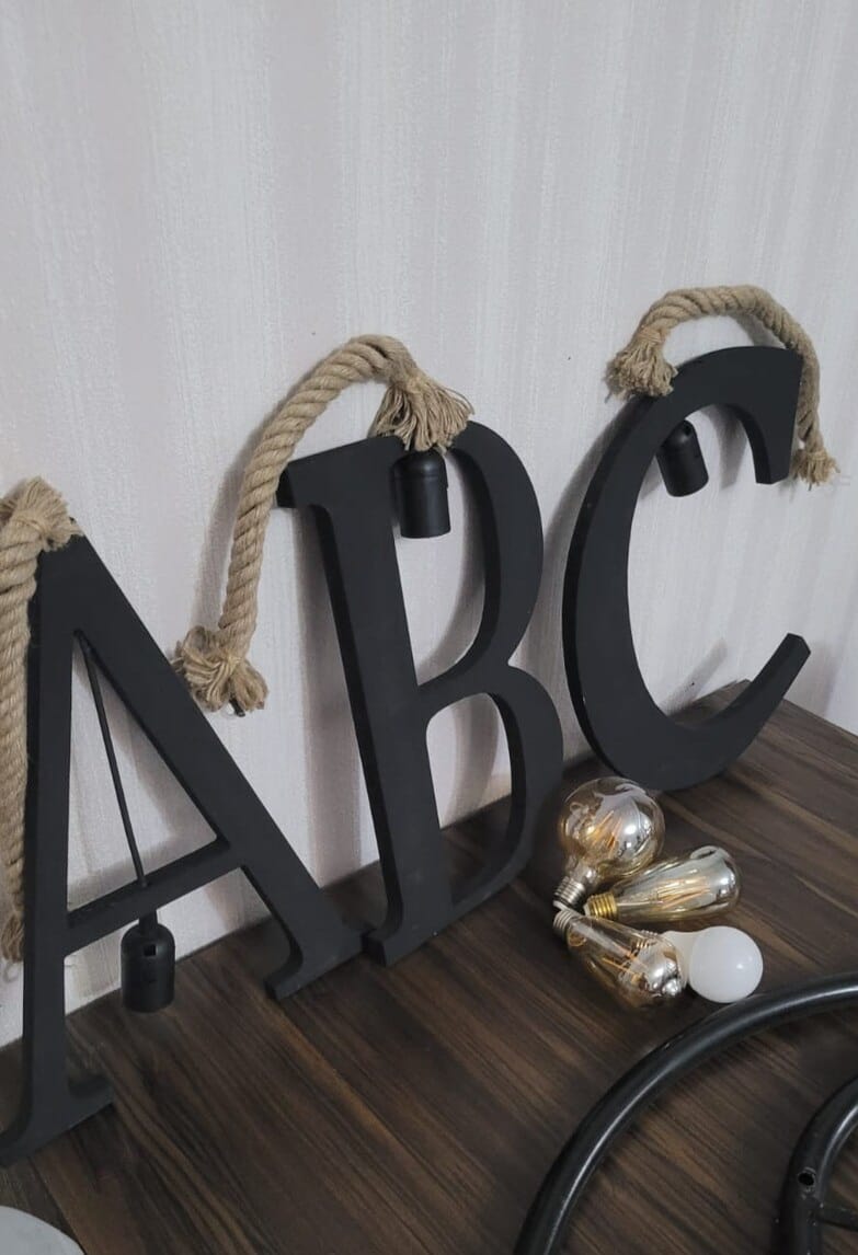 Customizable Wooden Letter & Number Jute Rope Pendant Lamp - Homeartparis production
