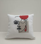 homeartparis Punch Needle Abstract Mask Pillow Cover | Handmade Bohemian Eclectic Decorative Cushion | Vibrant Colors