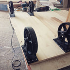 Multifunctional Drop Leaf Table with Cast Iron Wheels Homeartparis production