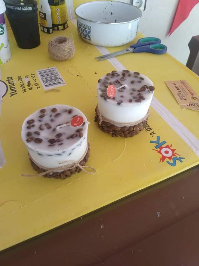 Coffee Bean Scented Candle,2 pcs set Handmade Paraffin Wax Decor, Home & Office Gift, Housewarming Present, Coffee Lover Gift, Cafe Decor Homeartparis production