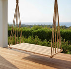 Artisan Handcrafted Spruce Wood Hanging Swing Bed - Indoor Outdoor Jute Rope Daybed - Homeartparis production