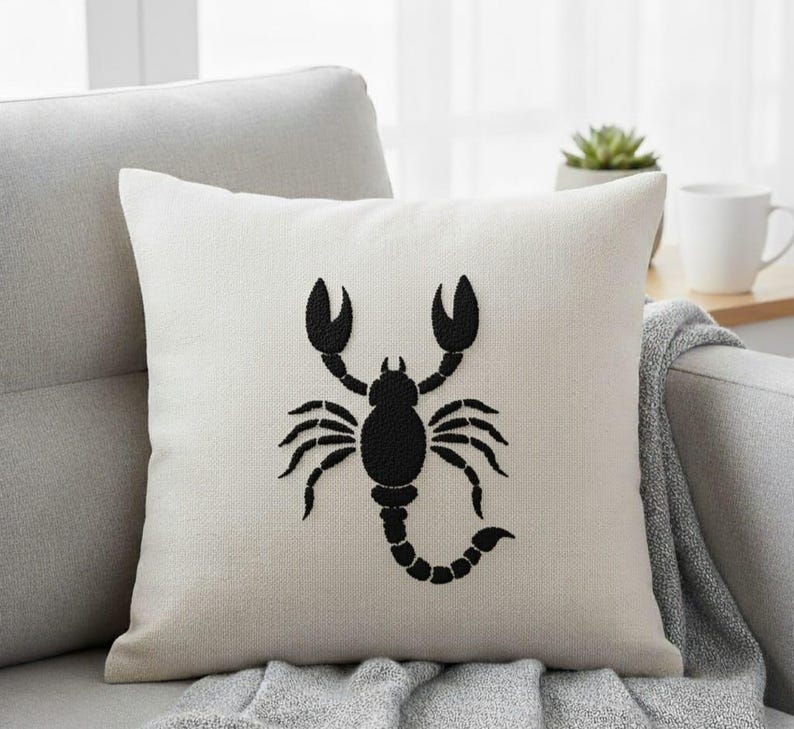 homeartparis Handmade Punch Needle Pillow, Minimalist Throw Pillow, Personalized Birthday Gift, 16x16 Linen Cover, Astrology Home Decor