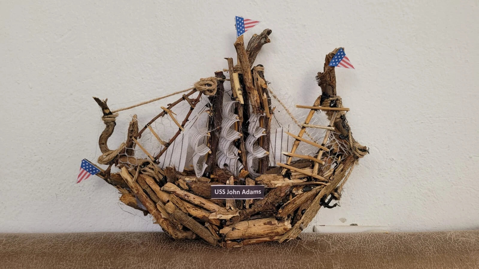 The USS John Adams Wooden Model Boat Driftwood Art Homeartparis production