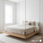Majestic Solid Spruce Hanging Swing Bed - Heavy Duty Floating Platform Bed Frame - Homeartparis production
