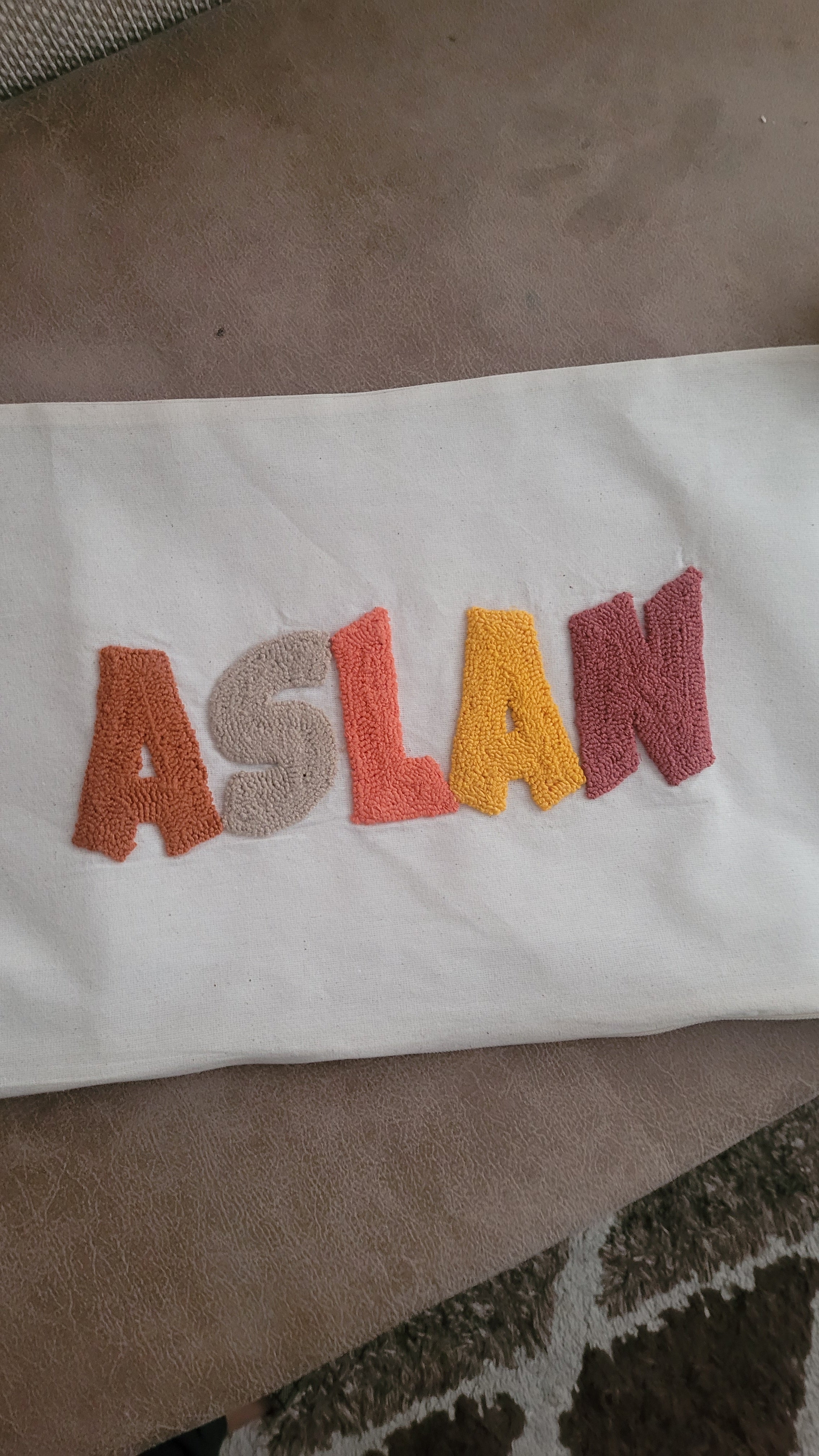 Personelized baby pillow Text  Pillow, Punch Needle Personalized Cushion Cover, Rectangular Name Pillow, Linen Decor Gift