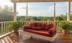 Red Wood Hanging Sofa Minimalist Indoor Couch Homeartparis production, swing bed