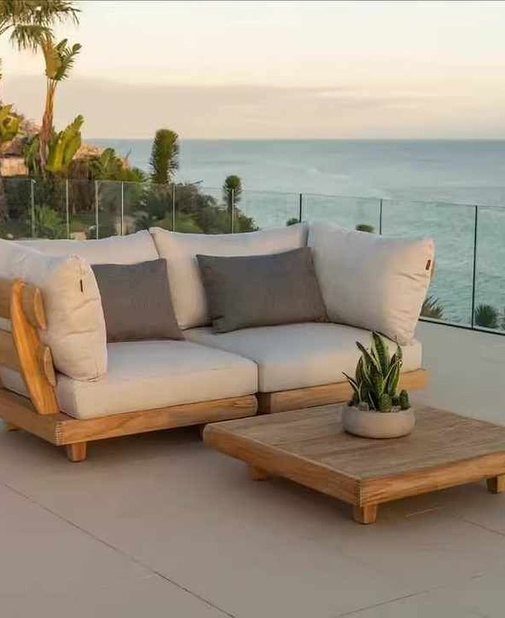Modern Pine Wood Outdoor Sofa Set with Zippered Cushions Terrace Lounge Furniture Homeartparis production