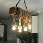 Medieval Style 4-Light Wood and Rope Rustic Chandelier Homeartparis production