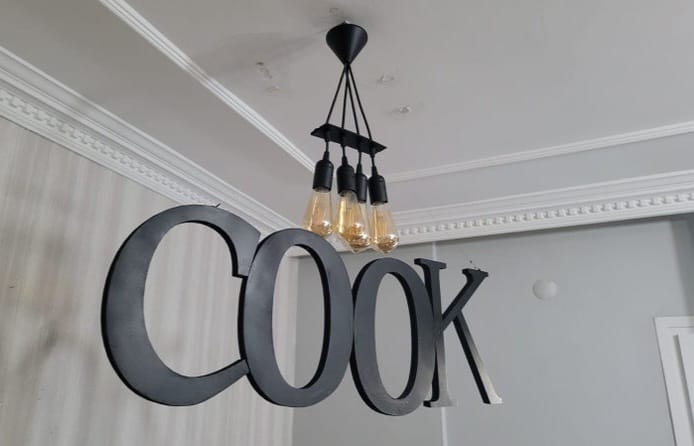 Custom Connected Wooden Letter Pendant Lamp - Homeartparis production