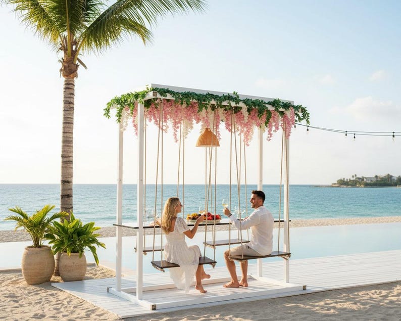 Swing Table porch garden Dining Set - 1.3 Ton Capacity Heavy-Duty Metal Frame Commercial Furniture by home art paris