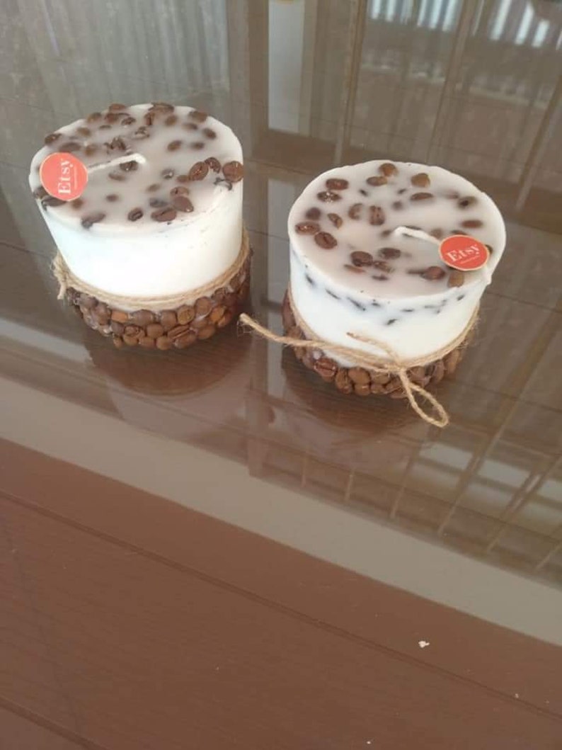 Coffee Bean Scented Candle,2 pcs set Handmade Paraffin Wax Decor, Home & Office Gift, Housewarming Present, Coffee Lover Gift, Cafe Decor Homeartparis production