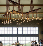 Rustic Rope Chandelier with 11 Pendant Lights, Industrial Edison Hanging Lamp, Large Farmhouse Wood Beam Lighting, Custom Handmade Ceiling Light Homeartparis production