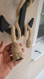 Handcrafted Wooden Anchor Pendant Light - Nautical Dual-Rope Chandelier with Adjustable Hanging Height