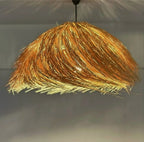 Handwoven Raffia Dome Pendant Light - Exotic Hawaiian Style Boho Chandelier for Coastal & Indoor Spaces