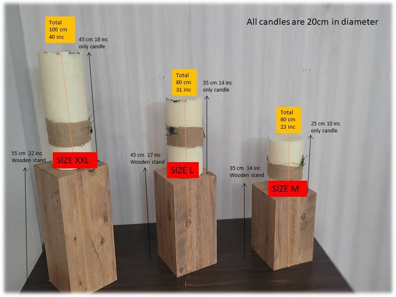 Large Tower Pillar Candle Set Rustic Mantle Decor Homeartparis production