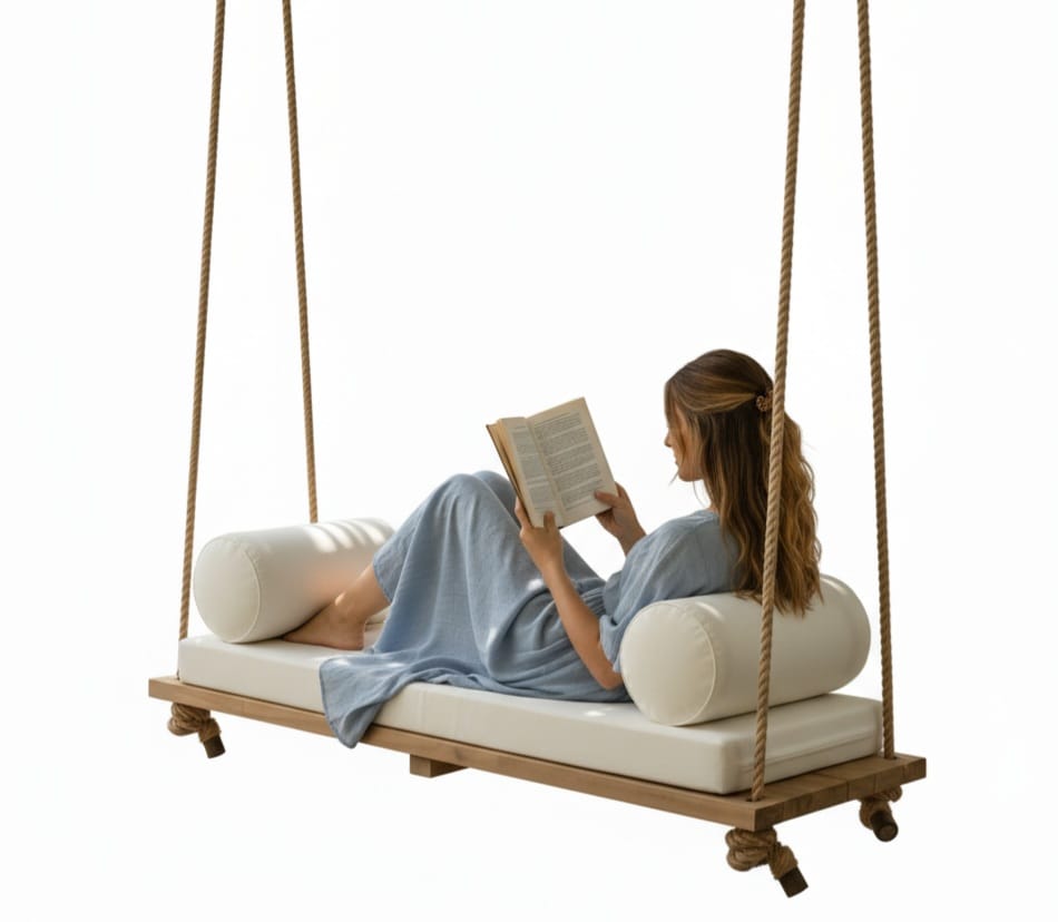 Modern Massive Wood Hammock-Style Hanging Swing - 140 cm - Homeartparis production
