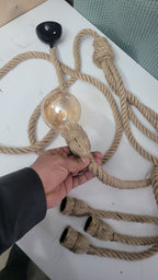 homeartparis - Multi-Pendant Rope Chandelier, 4-6-8-10 in 1 rope Light Options, Restaurant & Cafe Lighting, Industrial Pendant Cluster