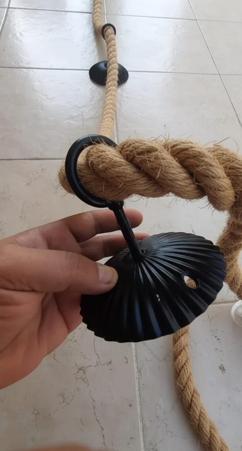 The Natural Jute Rope Handrail Kit (5m Rope + 5 Brackets), Rustic Stair Railing, Wall Mount Banister Coastal Farmhouse