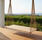 Modern Wooden Swing bed| Minimalist Porch Swing sofa | Handmade Hanging Sofa | Boho Garden Daybed | Cushioned Wood Swing sofabed