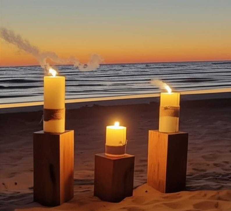 Large Tower Pillar Candle Set Rustic Mantle Decor Homeartparis production