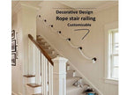 White Rope Handrail Kit (5m Rope + 5 Brackets), Rustic Stair Railing, Wall Mount Banister Coastal Farmhouse
