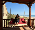 Red Wood Hanging Sofa Minimalist Indoor Couch Homeartparis production, swing bed