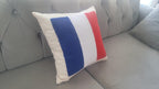 Homeartparis French Flag Punch Needle Pillow Cover, France Linen Cushion Case, Parisian Style Gift, Textured Home Decor 16x16