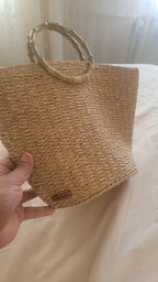 The Homeartparis Oversized Straw Tote Bag - Handmade Raffia Beach Bag by Seval Özsoy - Large Summer Vacation Bag with Bamboo-Look Handles - Chic Bohemian Gifts