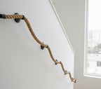 The Natural Jute Rope Handrail Kit (5m Rope + 5 Brackets), Rustic Stair Railing, Wall Mount Banister Coastal Farmhouse