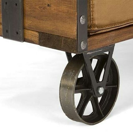Rustic Industrial Solid Spruce Wood Sofa with Wheels Homeartparis production