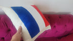Homeartparis French Flag Punch Needle Pillow Cover, France Linen Cushion Case, Parisian Style Gift, Textured Home Decor 16x16