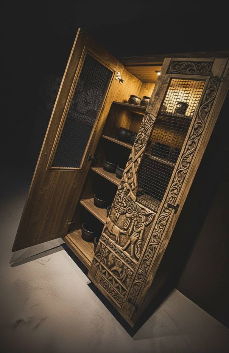 Hand-Carved & Wood-Burned Rustic Spruce Wood Cabinet - Homeartparis production
Important Note: Free Worldwide Shipping & Secure Delivery!