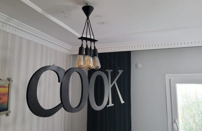 Custom Connected Wooden Letter Pendant Lamp - Homeartparis production