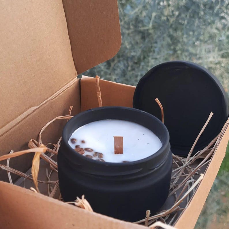 homeartparis Real Coffee Bean and Wood Wick Scented Jar Candle Homeartparis production