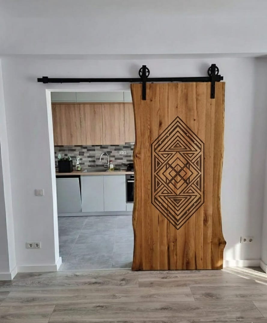 Solid Wood Sliding Barn Door - Custom Artisanal Interior Door with Hardware - Homeartparis production
