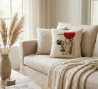 homeartparis Punch Needle Abstract Mask Pillow Cover | Handmade Bohemian Eclectic Decorative Cushion | Vibrant Colors