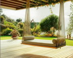 Artisan Handcrafted Spruce Wood Hanging Swing Bed - Indoor Outdoor Jute Rope Daybed - Homeartparis production