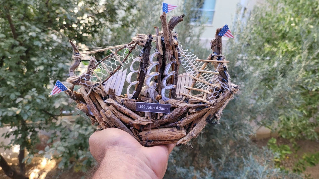 The USS John Adams Wooden Model Boat Driftwood Art Homeartparis production