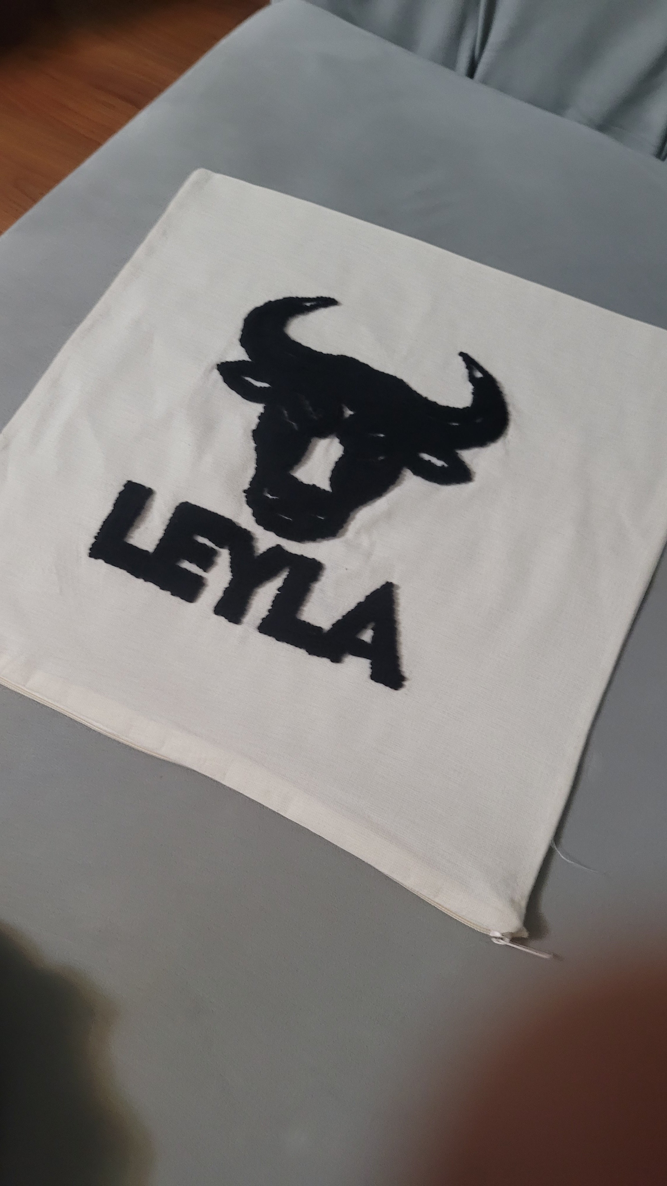 Zodiac Sign Punch Needle Pillow Case – Custom Name Linen Cushion Cover – Unique Astrology Gift