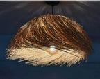 Handwoven Raffia Dome Pendant Light - Exotic Hawaiian Style Boho Chandelier for Coastal & Indoor Spaces